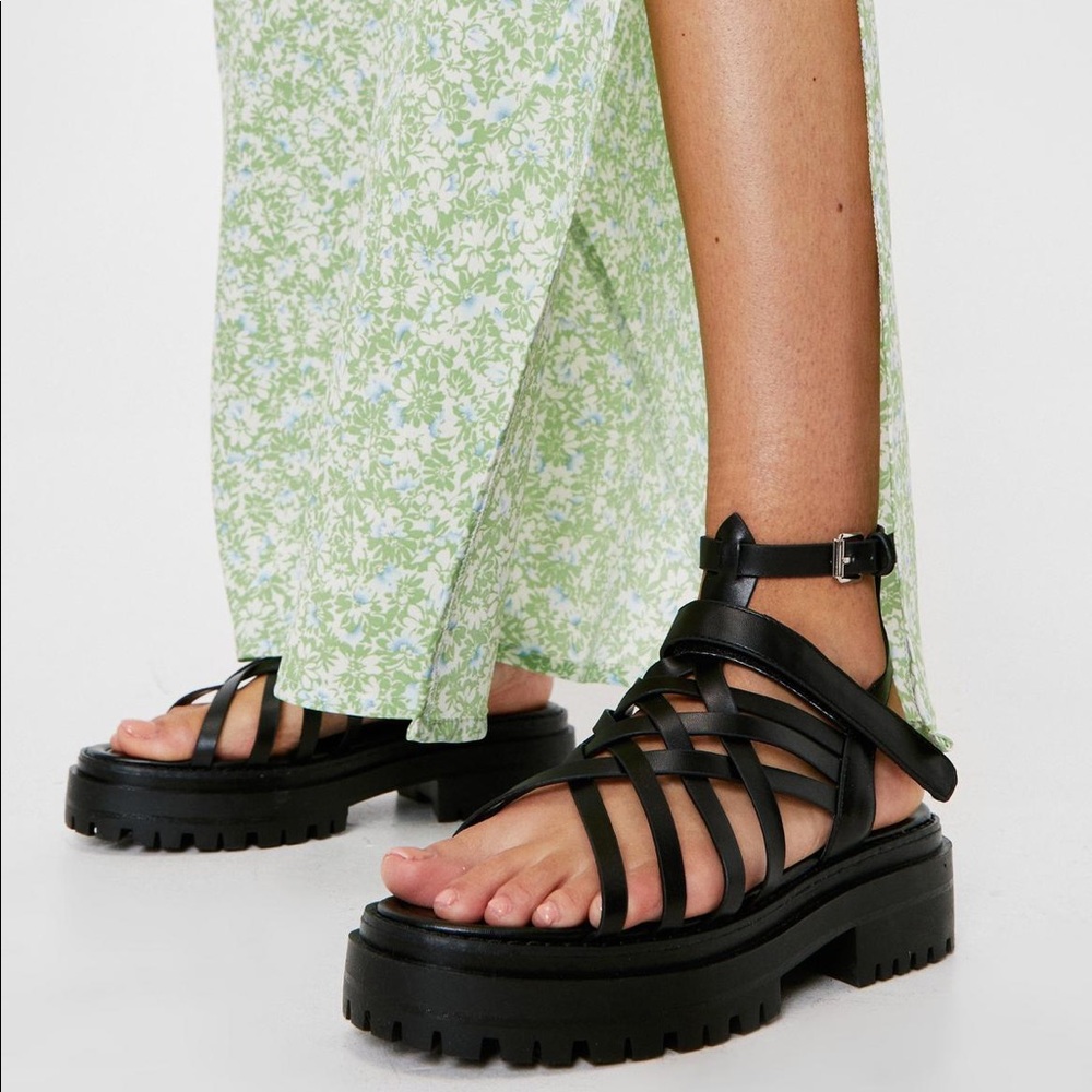 Nasty gal strappy faux leather platform sandals